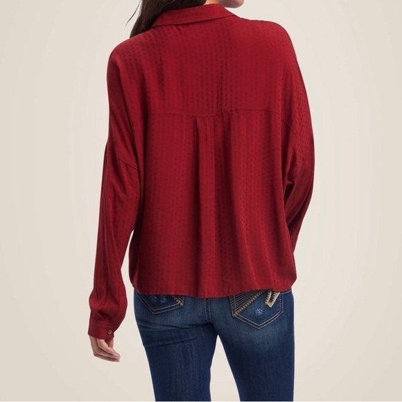 Ariat Women's Red Button Down Shirt - Picture 3 of 14